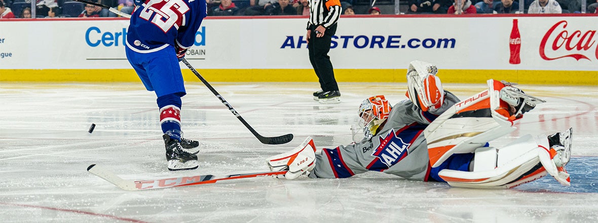 LAVAL, QC - OCTOBER 30: View of a Rochester Americans logo on a jersey  during the Rochester Americans versus the Laval Rocket game on October 30,  2021, at Place Bell in Laval