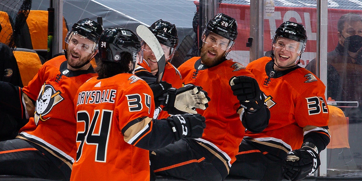 Trevor Zegras and Jamie Drysdale First Goal Celebration Ducks 